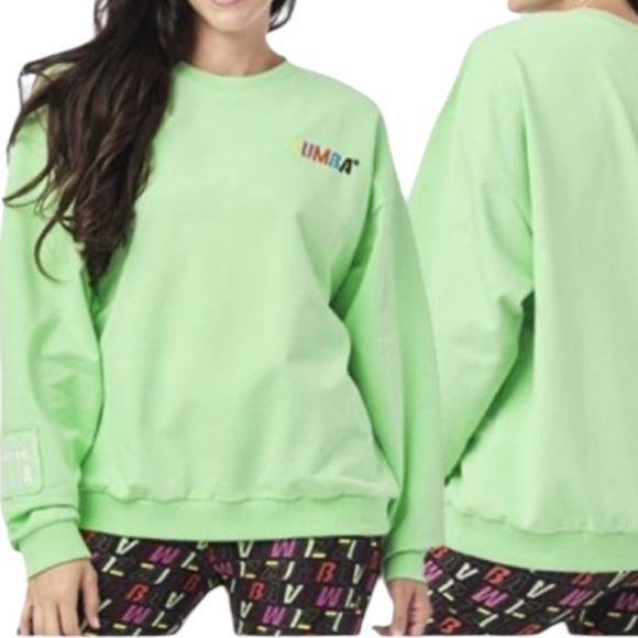 Zumba STEP INTO HAPPY SWEATSHIRT Mint Green Size Marvelous - Picture 5 of 6
